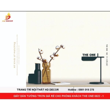 GIẤY DÁN TƯỜNG TRƠN GIÁ RẺ CHO PHÒNG KHÁCH  THE ONE 6822-1