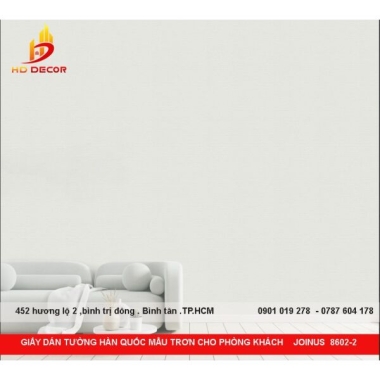 GIẤY DÁN TƯỜNG TRƠN HÀN QUỐC CHO  PHÒNG KHÁCH   JOINUS 8602-2 