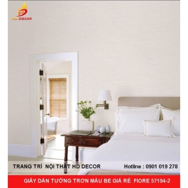 GIẤY DÁN TƯỜNG TRƠN MÀU BE GIÁ RẺ  FIORE 57194-2 