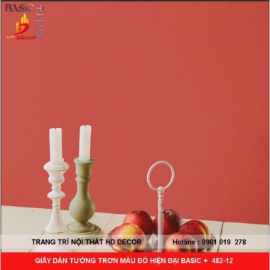 GIẤY DÁN TƯỜNG TRƠN MÀU ĐỎ HIỆN ĐẠI BASIC +  482-12 