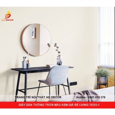 GIẤY DÁN TƯỜNG TRƠN MÀU KEM GIÁ RẺ LIVING 70255-1 