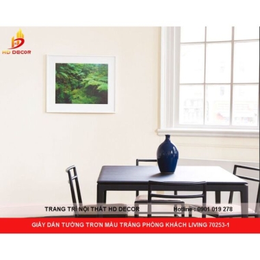 GIẤY DÁN TƯỜNG TRƠN MÀU TRẮNG PHÒNG KHÁCH LIVING 70253-1