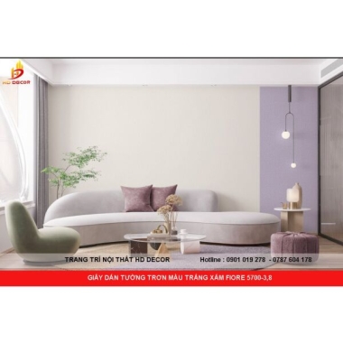 GIẤY DÁN TƯỜNG TRƠN MÀU TRẮNG XÁM FIORE 5700-3,8 