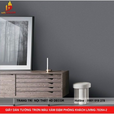 GIẤY DÁN TƯỜNG TRƠN MÀU XÁM ĐẬM PHÒNG KHÁCH LIVING 70264-2
