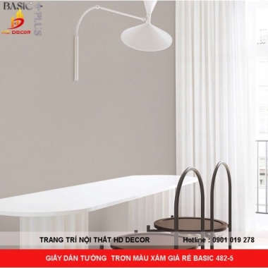 GIẤY DÁN TƯỜNG  TRƠN MÀU XÁM GIÁ RẺ BASIC 482-5 
