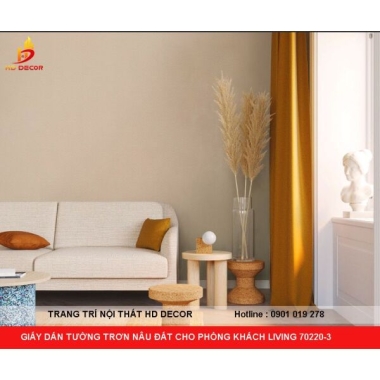 GIẤY DÁN TƯỜNG TRƠN NÂU ĐẤT CHO PHÒNG KHÁCH  LIVING 70220-3 