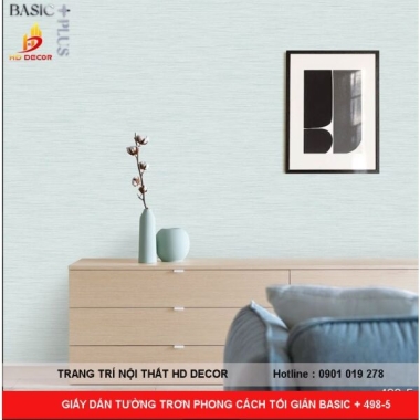 GIẤY DÁN TƯỜNG TRƠN PHONG CÁCH TỐI GIẢN BASIC + 498-5 