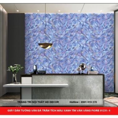 GIẤY DÁN TƯỜNG VÂN ĐÁ TRẦM TÍCH MÀU XANH TÍM VÂN VÀNG FIORE 81231- 4 