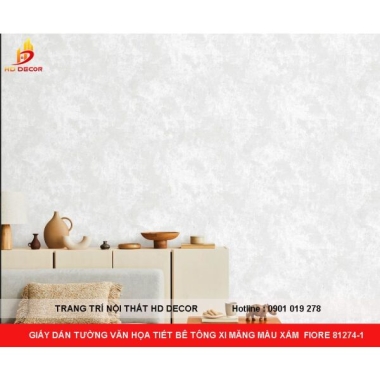 GIẤY DÁN TƯỜNG VĂN HỌA TIẾT BÊ TÔNG XI MĂNG MÀU XÁM  FIORE 81274-1