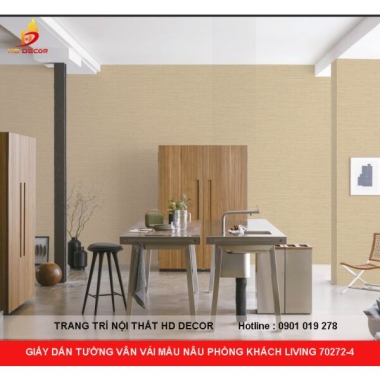 GIẤY DÁN TƯỜNG VÂN VẢI MÀU NÂU PHÒNG KHÁCH LIVING 70272-4