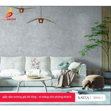 GIẤY DÁN TƯỜNG XÁM XI MĂNG  GIÁ RẺ - XAVIA 3910-1