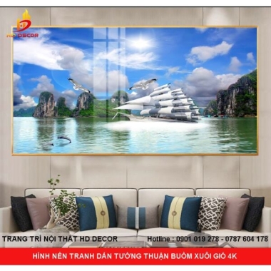 HÌNH NỀN TRANH DÁN TƯỜNG THUẬN BUỒM XUÔI GIÓ 4K 
