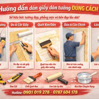 HƯỚNG DẪN DÁN GIẤY DÁN TƯỜNG ĐÚNG CÁCH 
