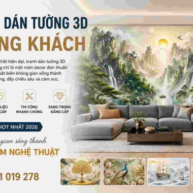 KHÁM PHÁ + 50 MẪU TRANH DÁN TƯỜNG 3D PHÒNG KHÁCH ĐẸP NHẤT HIỆN NAY 