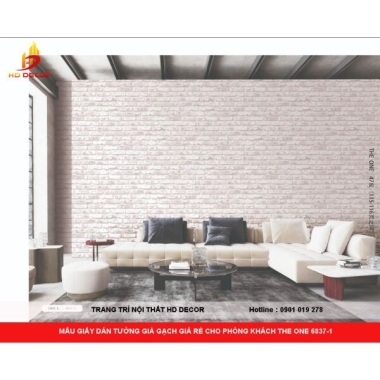 MẪU GIẤY DÁN TƯỜNG GIẢ GẠCH GIÁ RẺ CHO PHÒNG KHÁCH THE ONE 6837-1 
