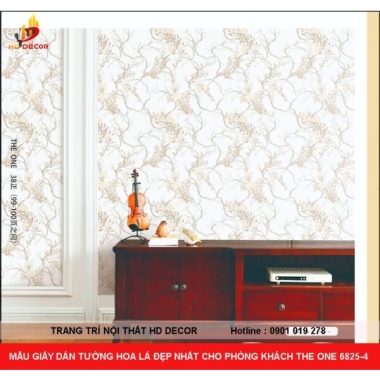 MẪU GIẤY DÁN TƯỜNG HOA LÁ ĐẸP NHẤT CHO PHÒNG KHÁCH THE ONE 6825-4