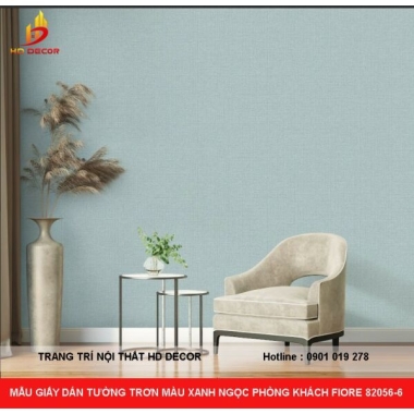 MẪU GIẤY DÁN TƯỜNG TRƠN MÀU XANH NGỌC PHÒNG KHÁCH FIORE 82056-6 