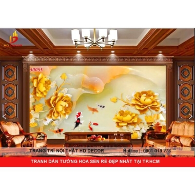 MẪU TRANH DÁN TƯỜNG 3D GIẢ NGỌC HOA SEN ĐẸP GIÁ RẺ TẠI TP.HCM 