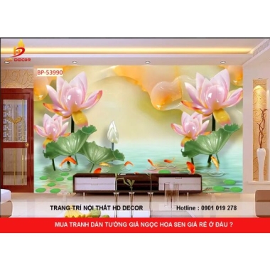 MUA TRANH DÁN TƯỜNG 3D  HOA SEN GIẢ NGỌC Ở ĐÂU ? 