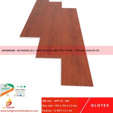 SÀN NHỰA  HÈM  KHÓA GLOTEX 3.2 mm SPC 32 - 326 