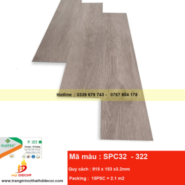 SÀN NHỰA HÈM KHÓA GLOTEX 3.2mm  SPC 32 - 322 