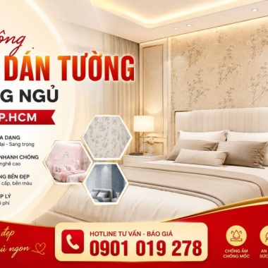 THI CÔNG GIẤY DÁN TƯỜNG PHÒNG NGỦ 