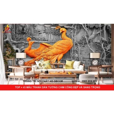 TOP + 45 MẪU TRANH DÁN TƯỜNG CHIM CÔNG ĐẸP VÀ SANG TRỌNG 