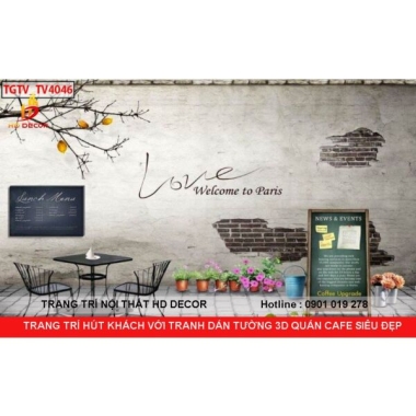 TRANG TRÍ HÚT KHÁCH VỚI TRANH DÁN TƯỜNG 3D QUÁN CAFE SIÊU ĐẸP 