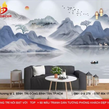 TRANG TRÍ NỔI BẬT VỚI   TOP  + 50 MẪU TRANH DÁN TƯỜNG PHÒNG KHÁCH ĐẸP NHẤT 