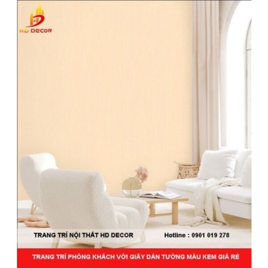 TRANG TRÍ PHÒNG KHÁCH VỚI GIẤY DÁN TƯỜNG MÀU KEM GIÁ RẺ