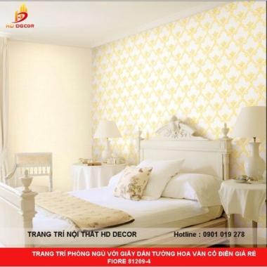 TRANG TRÍ PHÒNG NGỦ VỚI GIẤY DÁN TƯỜNG HOA VĂN CỔ ĐIỂN GIÁ RẺ FIORE 81209-4