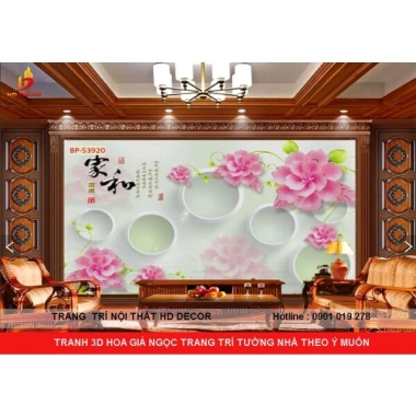 TRANH 3D HOA GIẢ NGỌC TRANG TRÍ TƯỜNG NHÀ THEO Ý MUỐN 