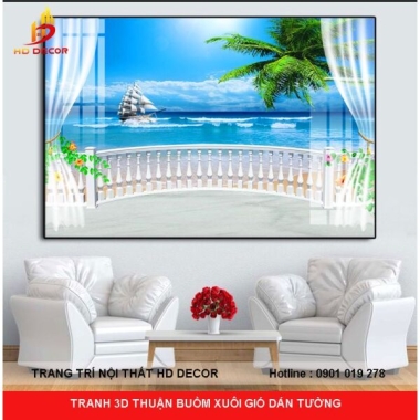 TRANH 3D THUẬN BUỒM XUÔI GIÓ DÁN TƯỜNG 