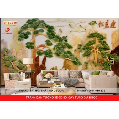 TRANH DÁN TƯỜNG 3D-5D-8D  CÂY TÙNG GIẢ NGỌC 
