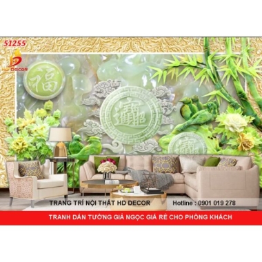TRANH DÁN TƯỜNG 3D-5D-8D GIẢ NGỌC GIÁ RẺ CHO PHÒNG KHÁCH 
