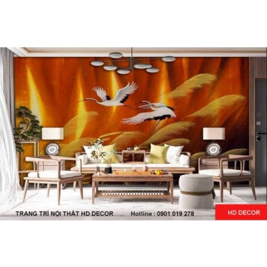 TRANH DÁN TƯỜNG 3D CHIM HẠC PHONG CÁCH INDOCHINE 