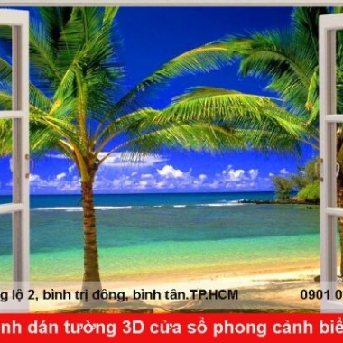 TRANH DÁN TƯỜNG 3D CỬA SỖ PHONG CẢNH BIỂN- LÀN GIÓ MỚI CHO KHÔNG GIAN CỦA BẠN