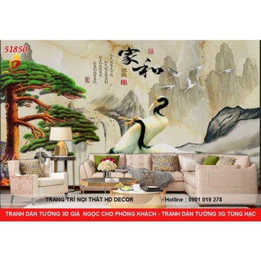 TRANH DÁN TƯỜNG 3D GIẢ NGỌC PHONG THỦY - TRANH DÁN TƯỜNG TÙNG HẠC 