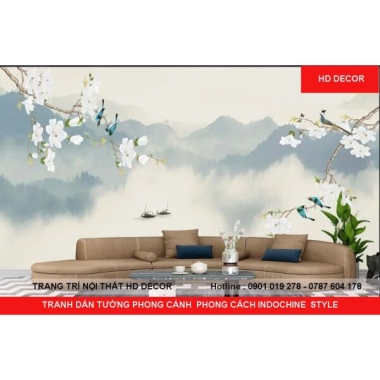 TRANH DÁN TƯỜNG 3D PHONG CẢNH PHONG CÁCH INDOCHINE STYLE 