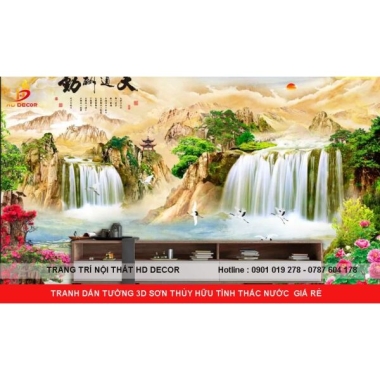 TRANH DÁN TƯỜNG 3D SƠN THỦY HỮU TÌNH THÁC NƯỚC  GIÁ RẺ  TRANH DÁN TƯỜNG 3D SƠN THỦY HỮU TÌNH THÁC NƯỚC  GIÁ RẺ