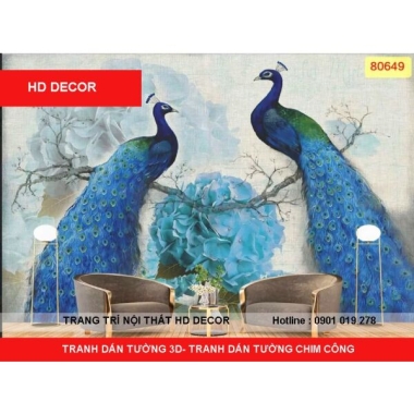 TRANH DÁN TƯỜNG 3D- TRANH DÁN TƯỜNG CHIM CÔNG 