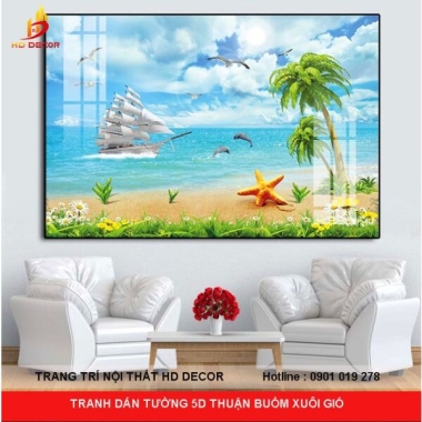 TRANH DÁN TƯỜNG 5D THUẬN BUỒM XUÔI GIÓ 