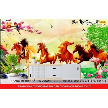 TRANH DÁN TƯỜNG BÁT MÃ DÁN Ở ĐÂU HỢP PHONG THỦY 