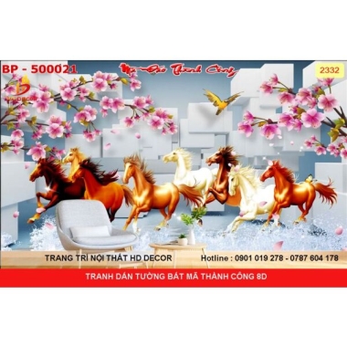 TRANH DÁN TƯỜNG BÁT MÃ THÀNH CÔNG 8D