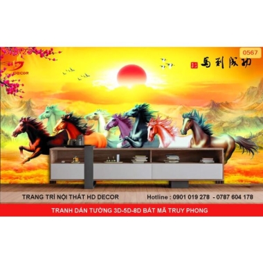 TRANH DÁN TƯỜNG BÁT MÃ TRUY PHONG 