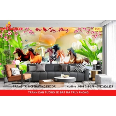 TRANH DÁN TƯỜNG BÁT MÃ TRUY PHONG 