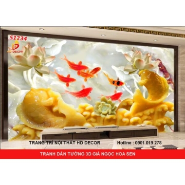 TRANH DÁN TƯỜNG CÁ CHÉP HOA SEN DÁN TƯỜNG ĐẸP NHẤT HIỆN NAY 