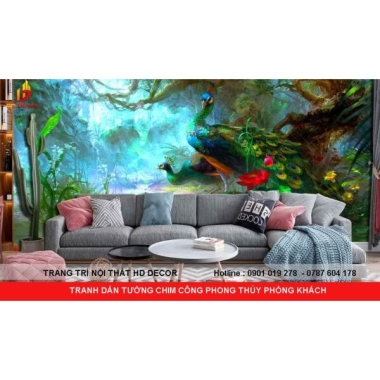 TRANH DÁN TƯỜNG CHIM CÔNG PHONG THỦY 