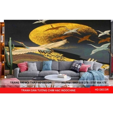 TRANH DÁN TƯỜNG CHIM HẠC INDOCHINE 