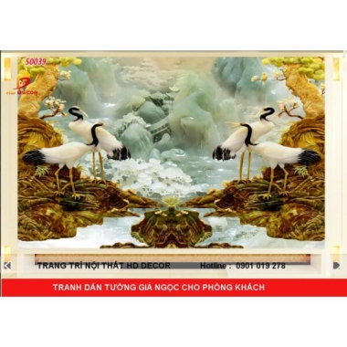 TRANH DÁN TƯỜNG GIẢ NGỌC CHIM HẠC ĐẸP NHẤT CHO PHÒNG KHÁCH  